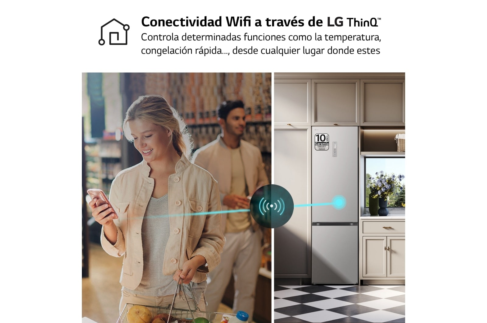 LG Frigorífico Combi Door Cooling+,  2,03m, Clasificación D, capacidad de 419l, blanco. Serie 500, GBV5250EPY, GBV5250EPY