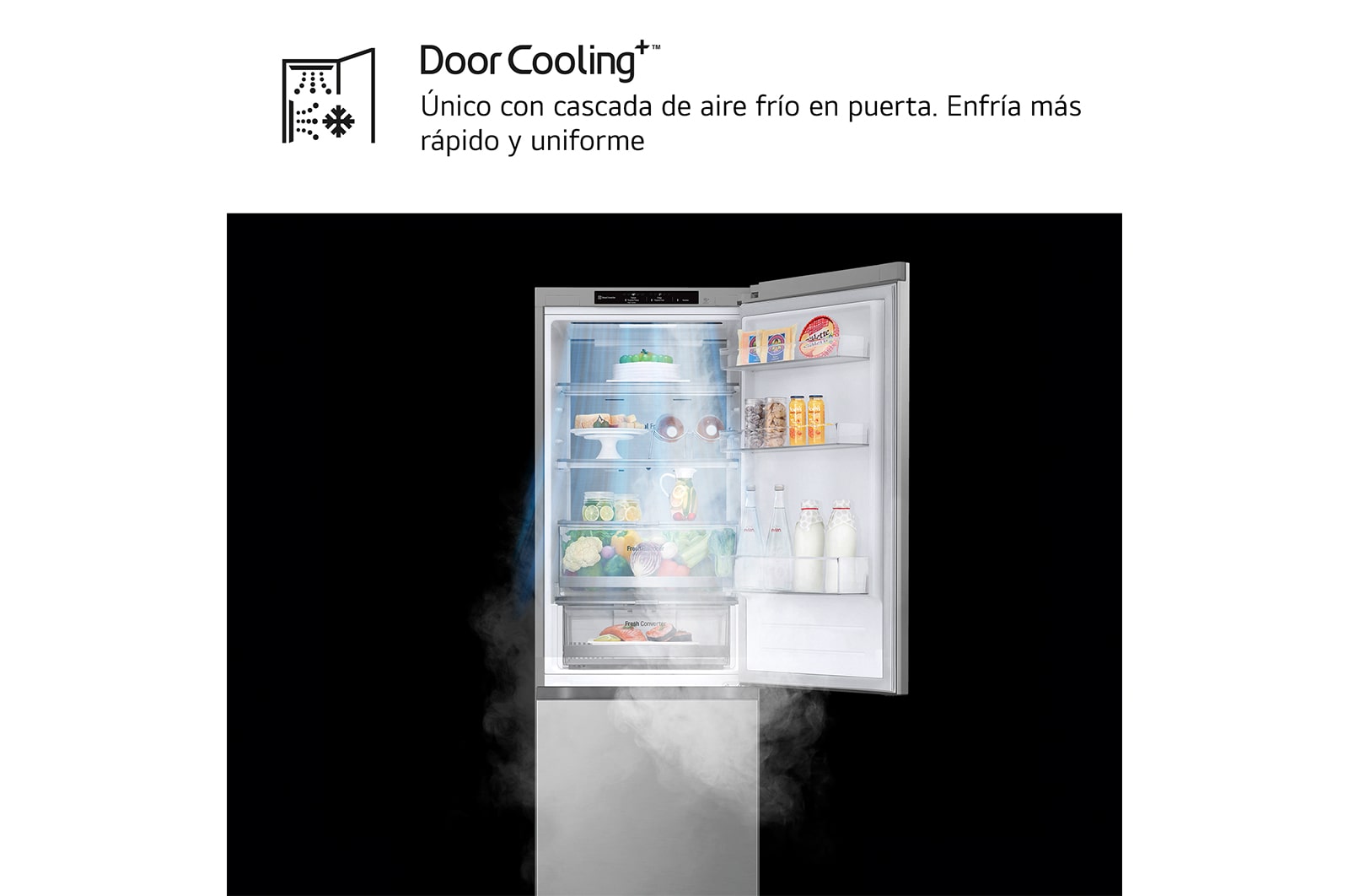 LG Outlet Frigorífico Combi Door Cooling+, 1,86m, Clasificación C, capacidad de 374l, inox antihuellas. Serie 700, GBV7180CPY.OUTLET