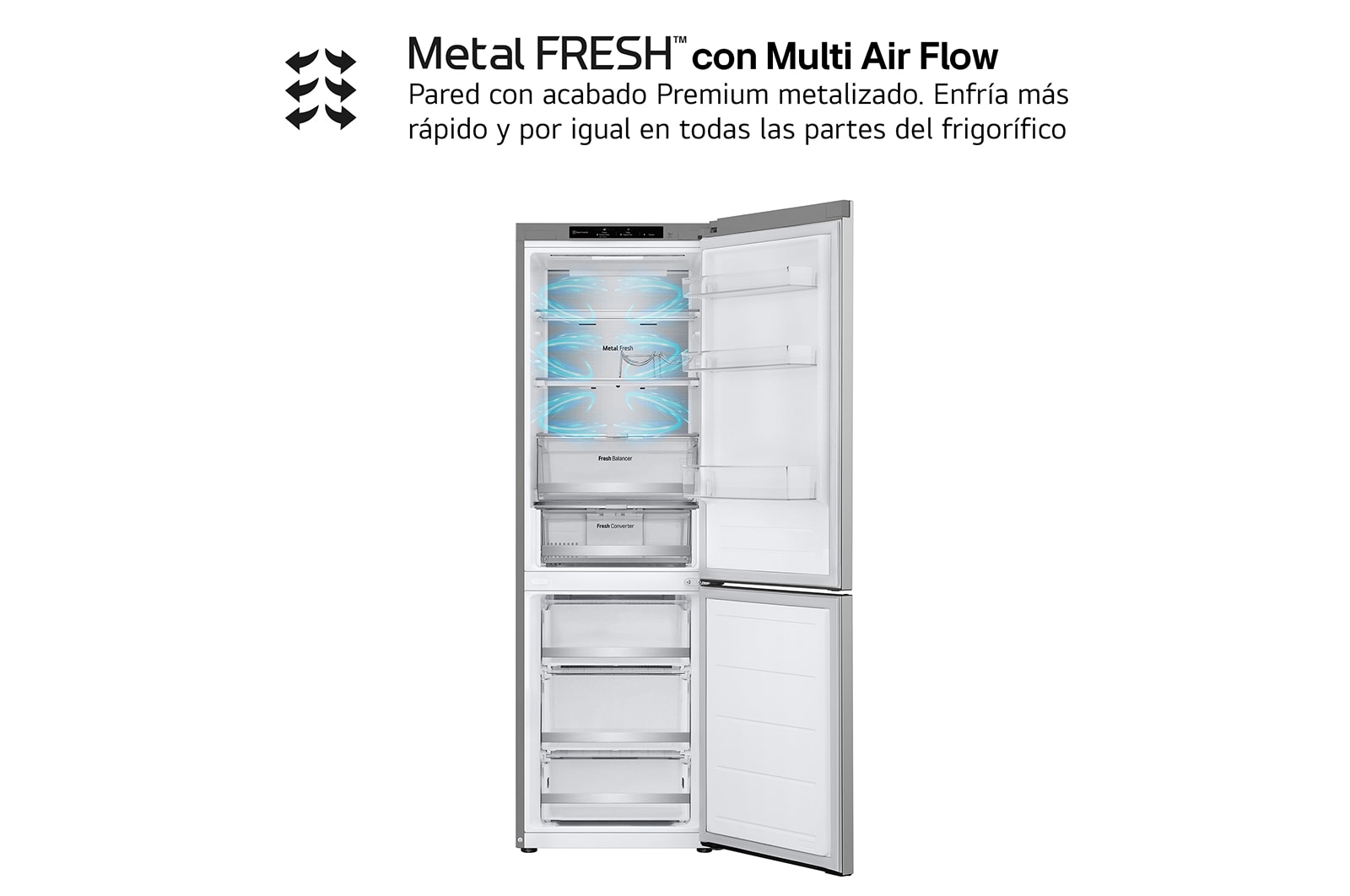 LG Outlet Frigorífico Combi Door Cooling+, 1,86m, Clasificación C, capacidad de 374l, inox antihuellas. Serie 700, GBV7180CPY.OUTLET