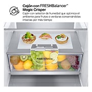 LG Outlet Frigorífico Combi Door Cooling+, 1,86m, Clasificación C, capacidad de 374l, inox antihuellas. Serie 700, GBV7180CPY.OUTLET