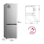 LG Outlet Frigorífico Combi Door Cooling+, 1,86m, Clasificación C, capacidad de 374l, inox antihuellas. Serie 700, GBV7180CPY.OUTLET