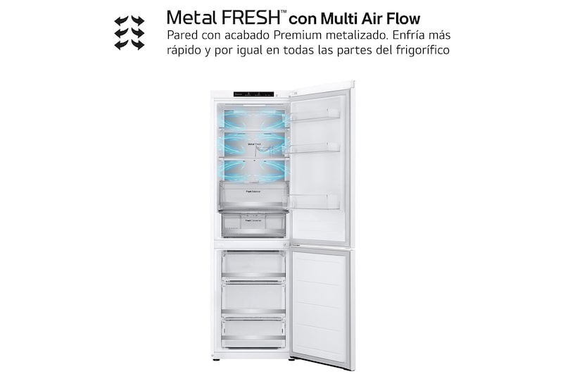 LG Outlet Frigorífico Combi Door Cooling+, 1,86m, Clasificación C, capacidad de 374l, blanco. Serie 700, GBV7180CSW.OUTLET