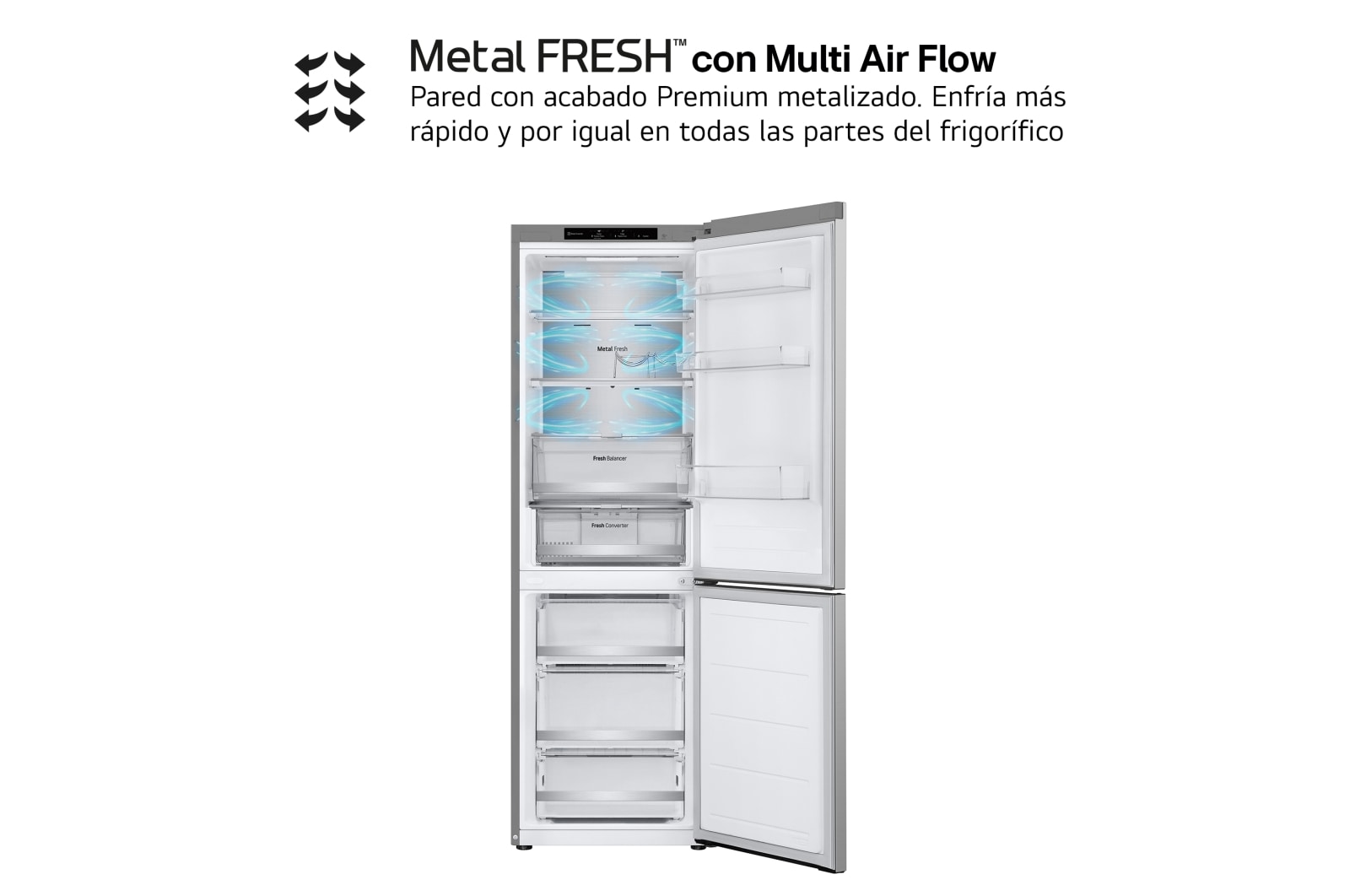 LG Outlet Frigorífico Combi Door Cooling+, 1,86m, Clasificación D, capacidad de 374l, inox antihuellas. Serie 700, GBV7180DPY.OUTLET