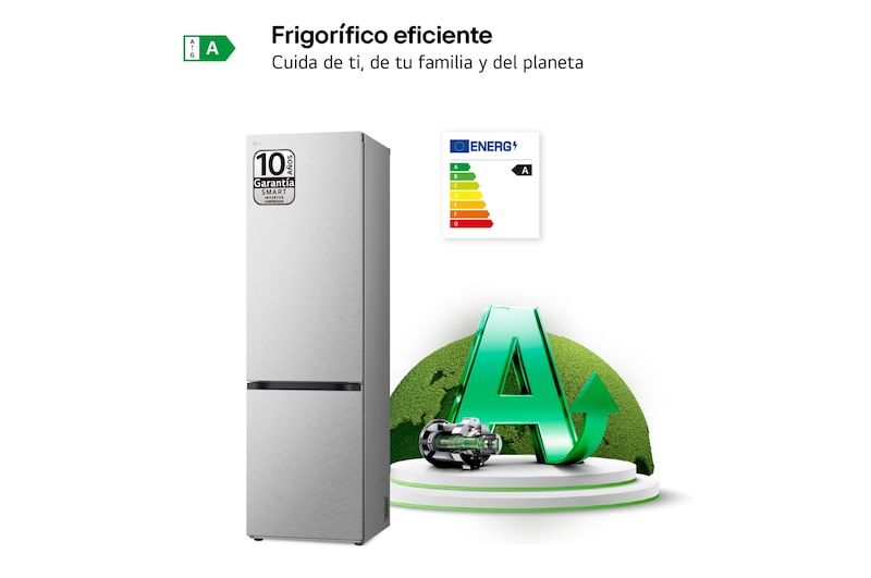 LG Outlet Frigorífico Combi Door Cooling+, 2,03m, Clasificación A, capacidad de 419l, acero texturizado antihuellas. Serie 700, GBV7280AMB.OUTLET