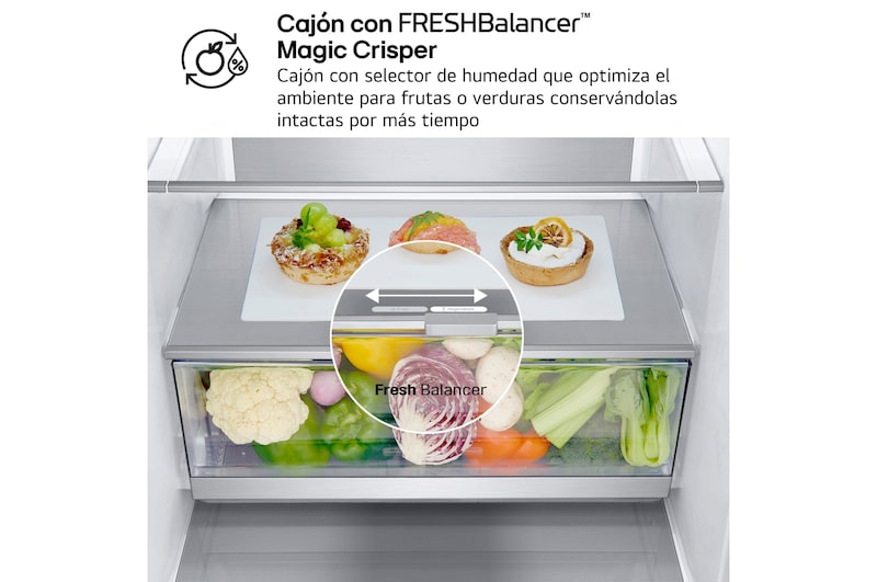 LG Outlet Frigorífico Combi Door Cooling+, 2,03m, Clasificación A, capacidad de 419l, acero texturizado antihuellas. Serie 700, GBV7280AMB.OUTLET