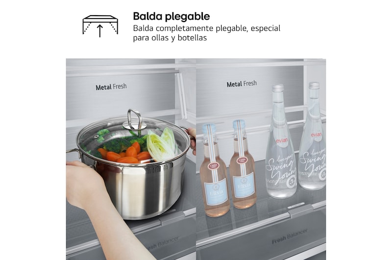 LG Outlet Frigorífico Combi Door Cooling+, 2,03m, Clasificación A, capacidad de 419l, acero texturizado antihuellas. Serie 700, GBV7280AMB.OUTLET