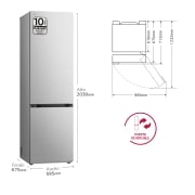 LG Outlet Frigorífico Combi Door Cooling+, 2,03m, Clasificación A, capacidad de 419l, acero texturizado antihuellas. Serie 700, GBV7280AMB.OUTLET
