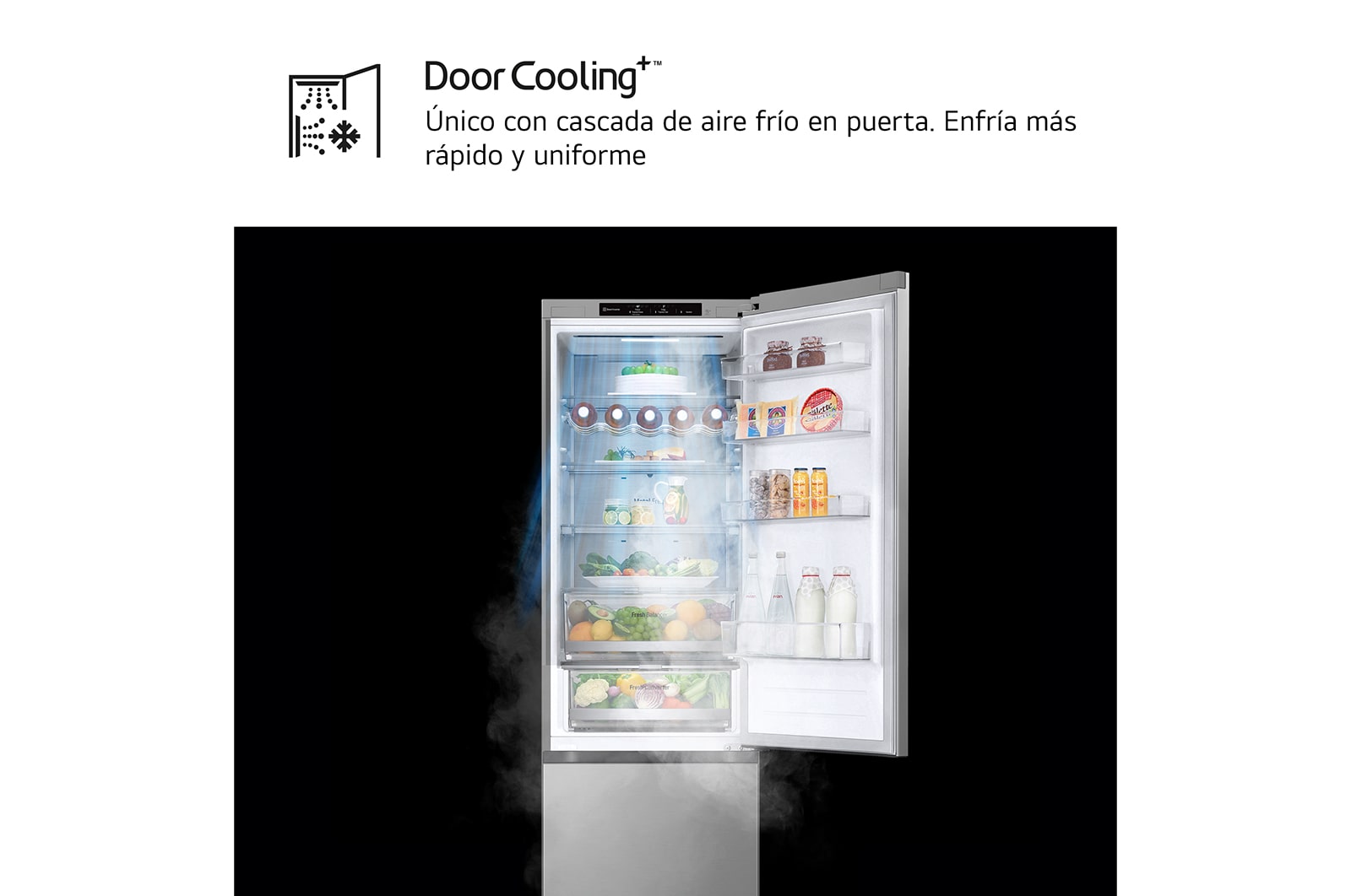 LG Frigorífico Combi Door Cooling+, 2,03m, Clasificación B, capacidad de 419l, Inox antihuellas. Serie 700 , GBV7280BPY