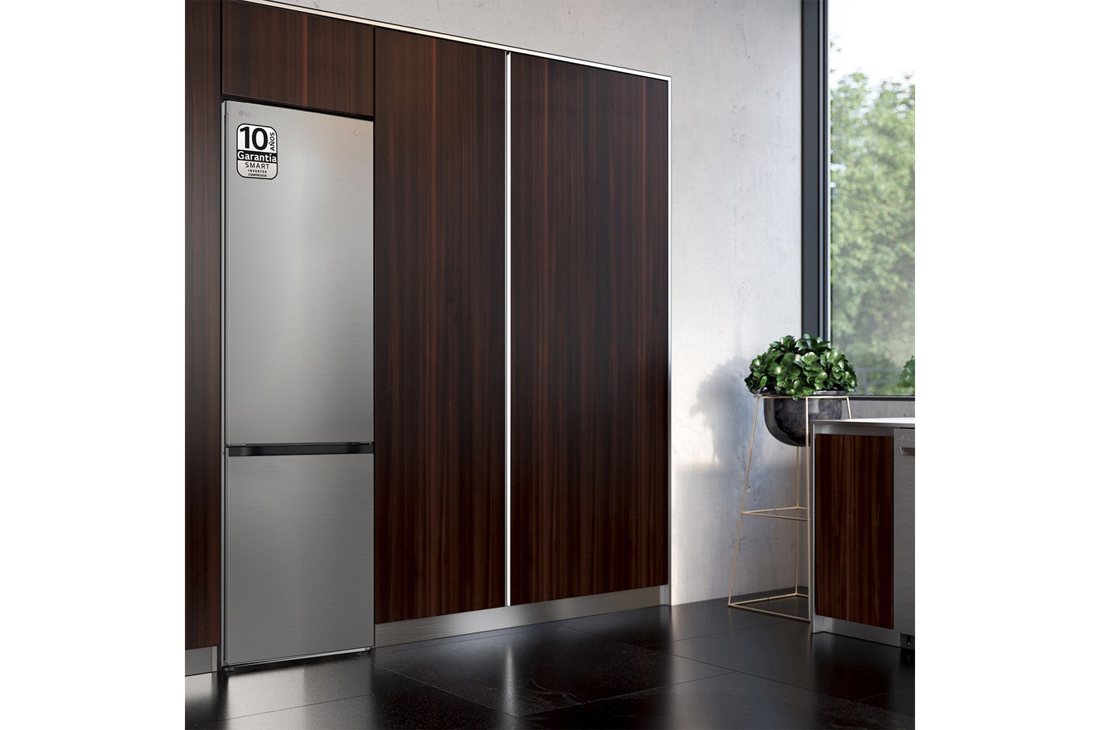 LG Frigorífico Combi Door Cooling+, 2,03m, Clasificación B, capacidad de 419l, Inox antihuellas. Serie 700 , GBV7280BPY