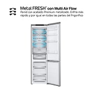 LG Frigorífico Combi Door Cooling+, 2,03m, Clasificación B, capacidad de 419l, Inox antihuellas. Serie 700 , GBV7280BPY