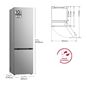 LG Frigorífico Combi Door Cooling+, 2,03m, Clasificación B, capacidad de 419l, Inox antihuellas. Serie 700 , GBV7280BPY