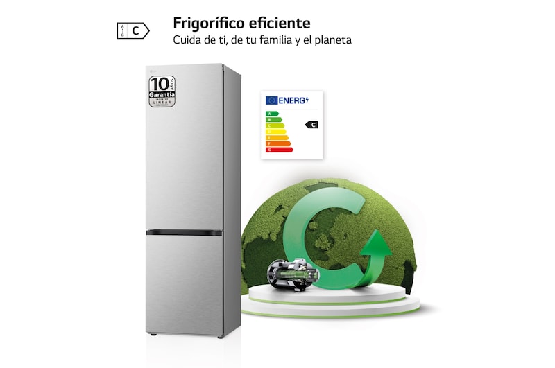 LG Frigorífico Combi  Door Cooling+,  2m, Clasificación C, capacidad de 419l, acero texturizado   antihuellas, serie 700, GBV7280CMB