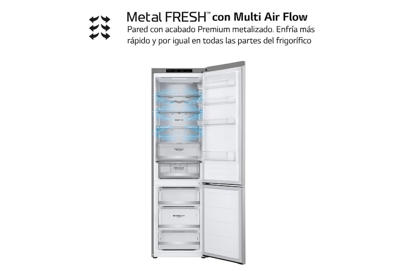 LG Frigorífico Combi  Door Cooling+,  2m, Clasificación C, capacidad de 419l, acero texturizado   antihuellas, serie 700, GBV7280CMB