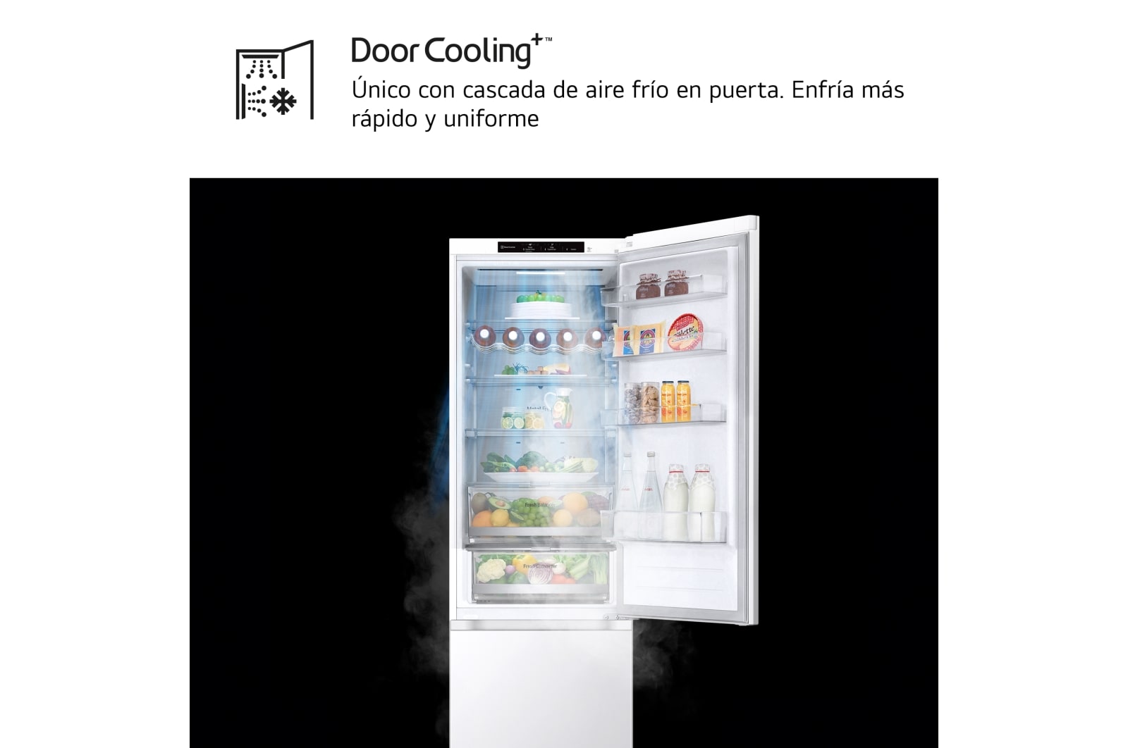 LG Outlet Frigorífico Combi Door Cooling+, 2,03m, Clasificación C, capacidad de 419l, blanco. Serie 700, GBV7280CSW.OUTLET