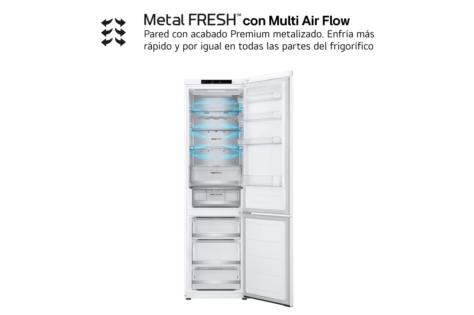 LG Outlet Frigorífico Combi Door Cooling+, 2,03m, Clasificación C, capacidad de 419l, blanco. Serie 700, GBV7280CSW.OUTLET