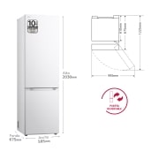 LG Outlet Frigorífico Combi Door Cooling+, 2,03m, Clasificación C, capacidad de 419l, blanco. Serie 700, GBV7280CSW.OUTLET