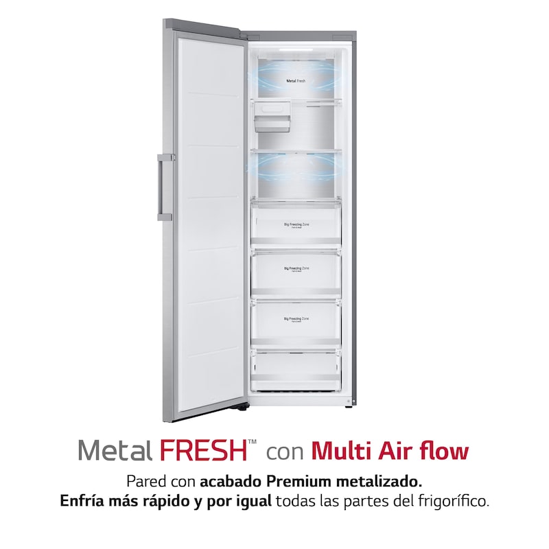 LG Congelador 1 puerta Total No Frost, Clasificación D, 355 L, Acero inoxidable texturizado , GFM61MBCSF