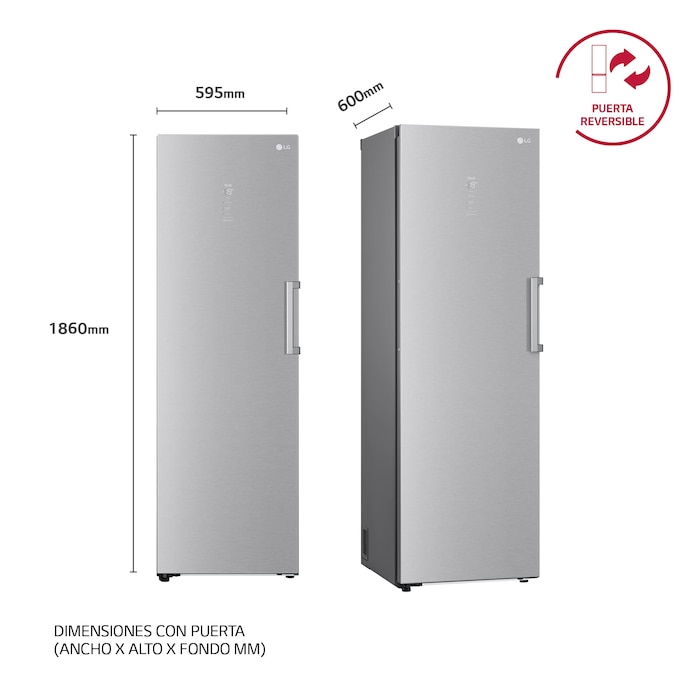 LG Congelador 1 puerta Total No Frost, Clasificación D, 355 L, Acero inoxidable texturizado , GFM61MBCSF