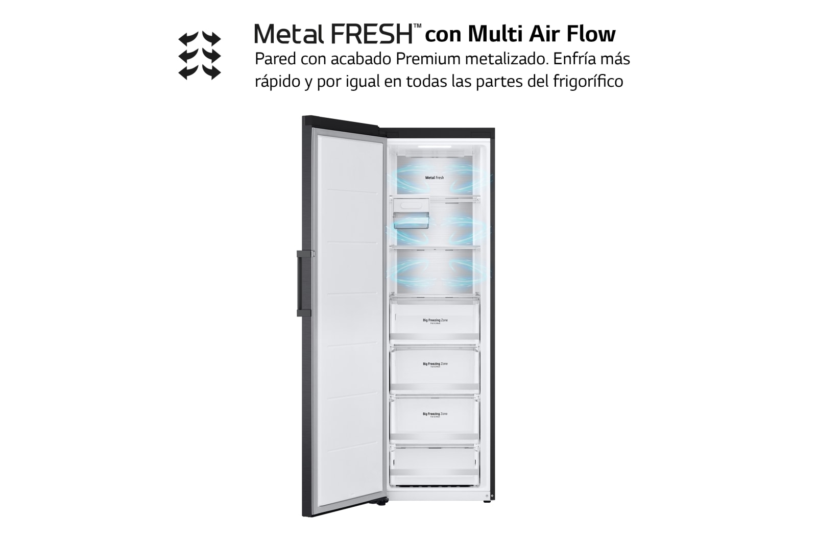 LG Outlet Congelador Total No Frost, Clasificación D, 355 L, Acero Negro-grisáceo mate, GFM61MCCSF.OUTLET
