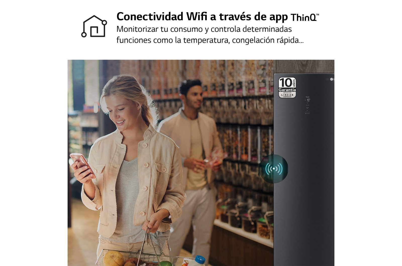LG Outlet Congelador Total No Frost, Clasificación D, 355 L, Acero Negro-grisáceo mate, GFM61MCCSF.OUTLET