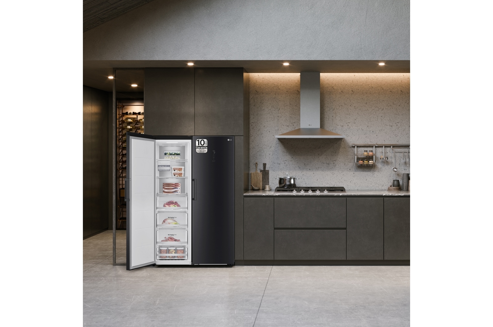 Congelador Total No Frost, Clasificación D, 355 L, Acero Negro-grisáceo mate - GFM61MCCSF | LG ES