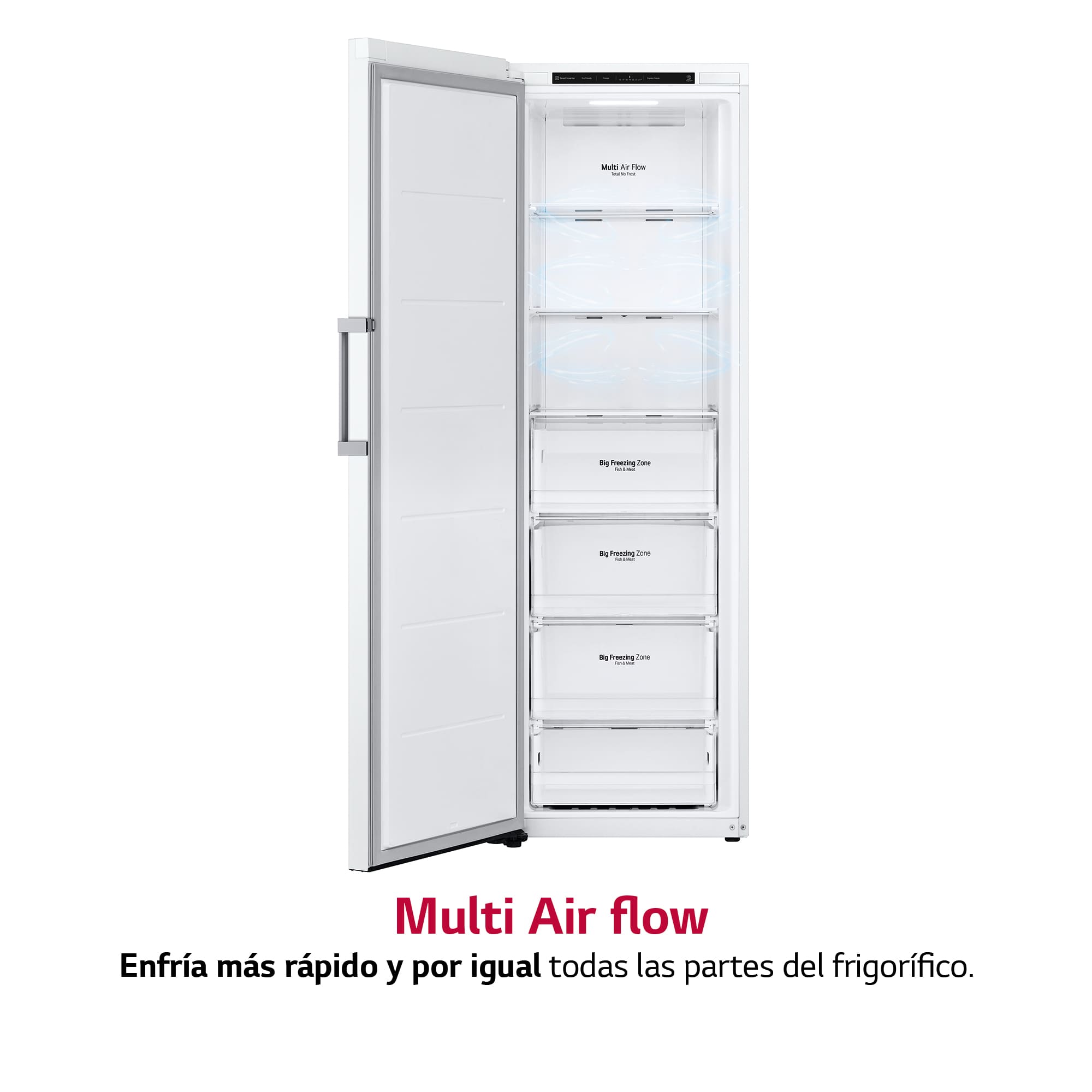 LG Congelador 1 Puerta Total No Frost Smart Inverter, Clasificación E, 324 L, <br> Blanco, GFT41SWGSZ