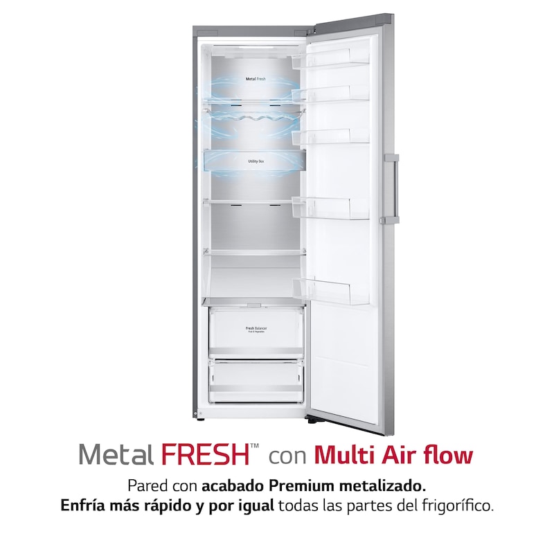 LG Frigorífico 1 puerta Door Cooling, Total No frost, Clasificación D, 413L, Acero inoxidable texturizado, GLM71MBCSF