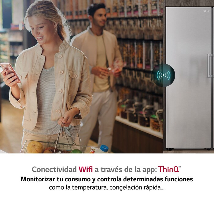 LG Frigorífico 1 puerta Door Cooling, Total No frost, Clasificación D, 413L, Acero inoxidable texturizado, GLM71MBCSF