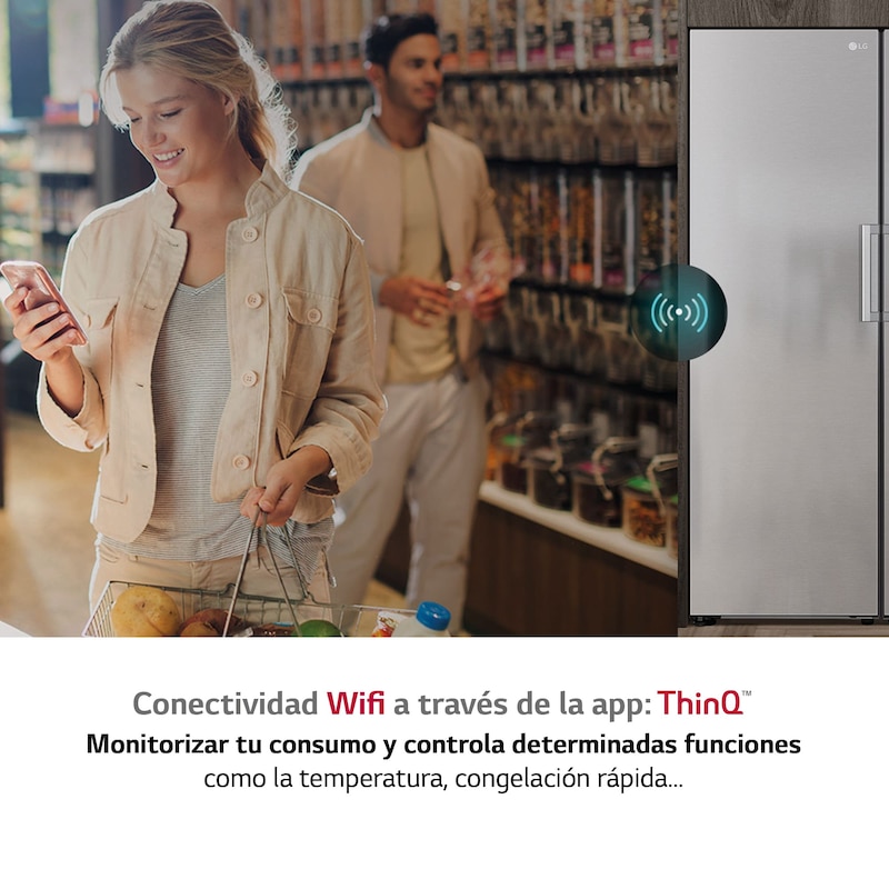 LG Frigorífico 1 puerta Door Cooling, Total No frost, Clasificación D, 413L, Acero inoxidable texturizado, GLM71MBCSF