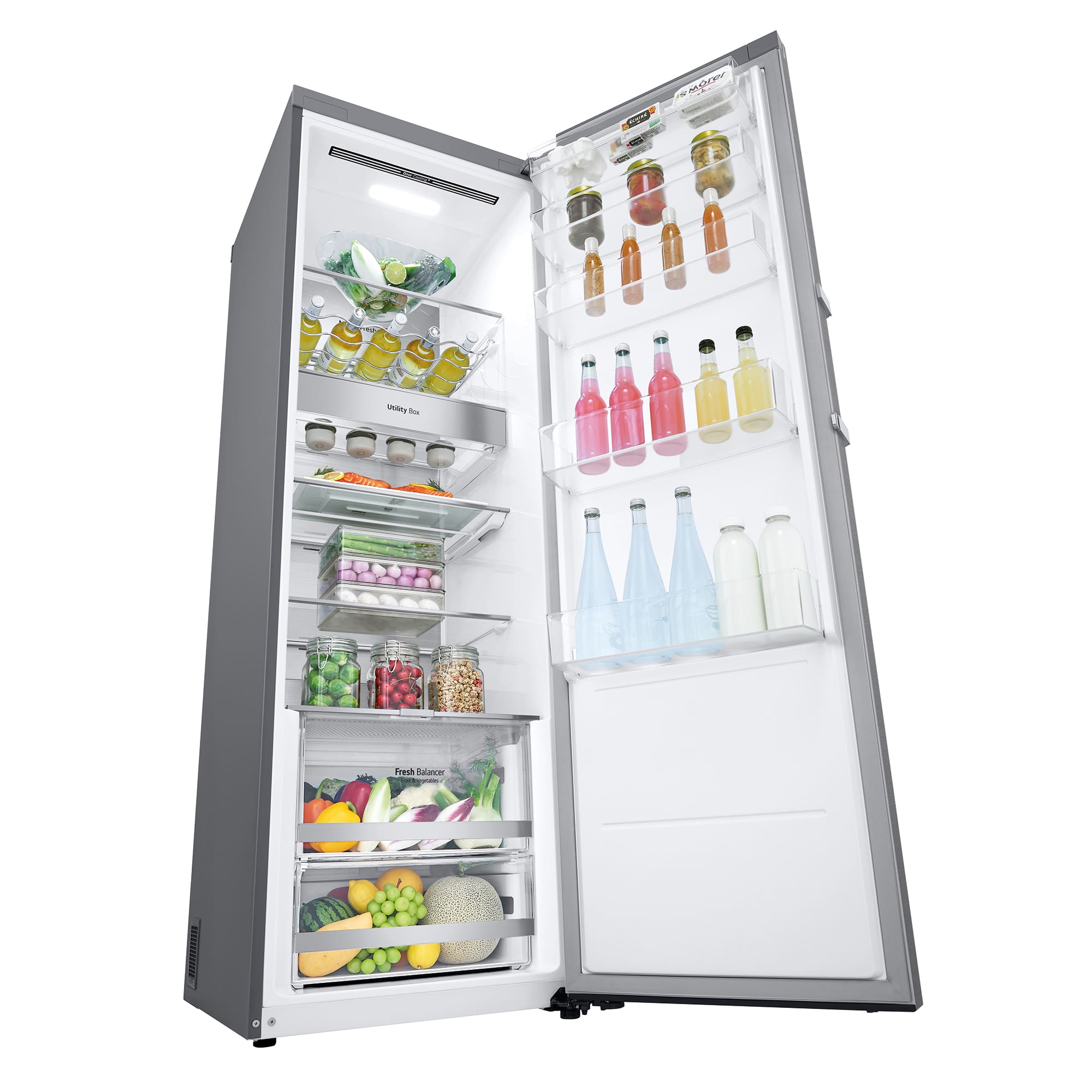 LG Frigorífico 1 puerta Door Cooling, Total No frost, Clasificación D, 413L, Acero inoxidable texturizado, GLM71MBCSF