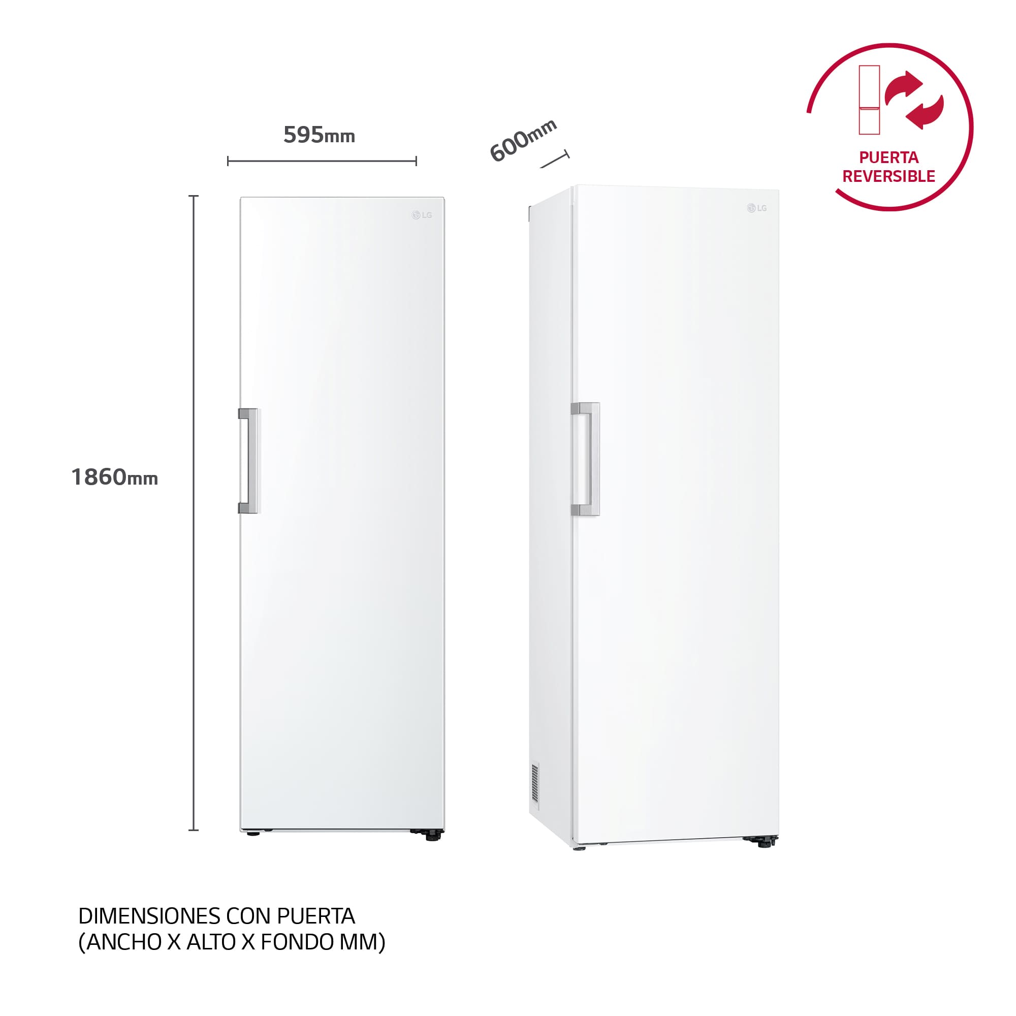 LG Nevera 1 Puerta DoorCooling + Clasificación E, 386L  - Blanco, GLT51SWGSZ