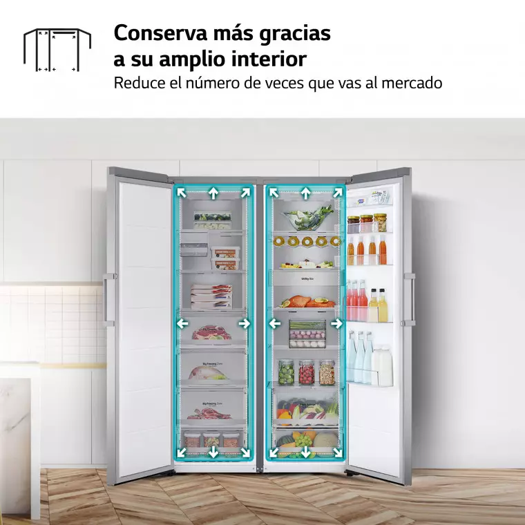 LG Set Frigorífico y congelador, 186cm, clasificación D, Inox antihuellas, GM617MBCSF.SET