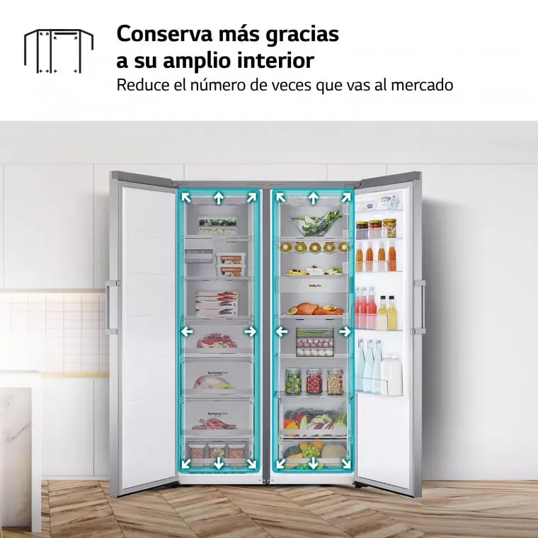 LG Set Frigorífico y congelador, 186cm, clasificación D, Inox antihuellas, GM617MBCSF.SET