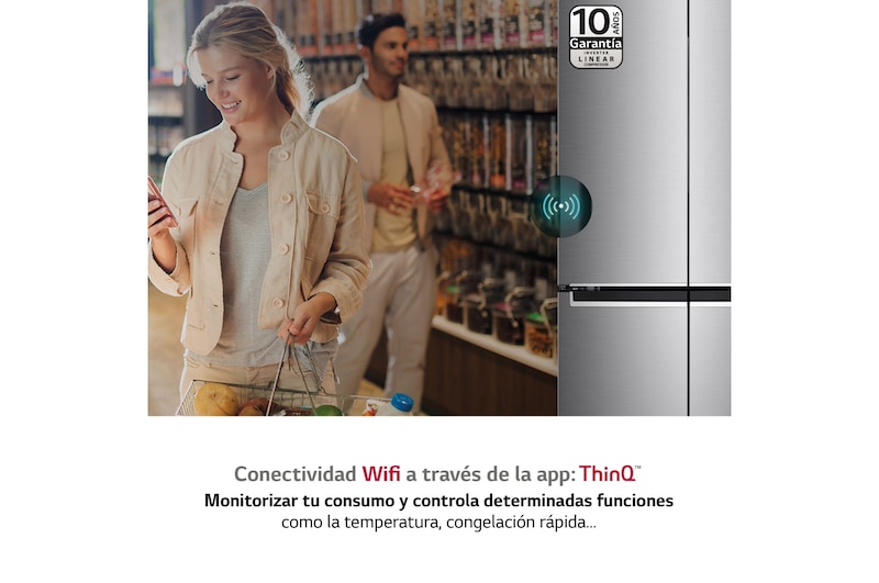 LG Frigorífico American Combi  , Clasificación F, Ancho 83cm,  530l. Inox antihuellas, GMB844PZFG