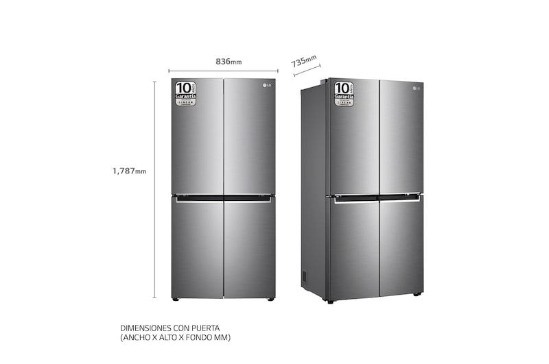 LG Frigorífico American Combi  , Clasificación F, Ancho 83cm,  530l. Inox antihuellas, GMB844PZFG