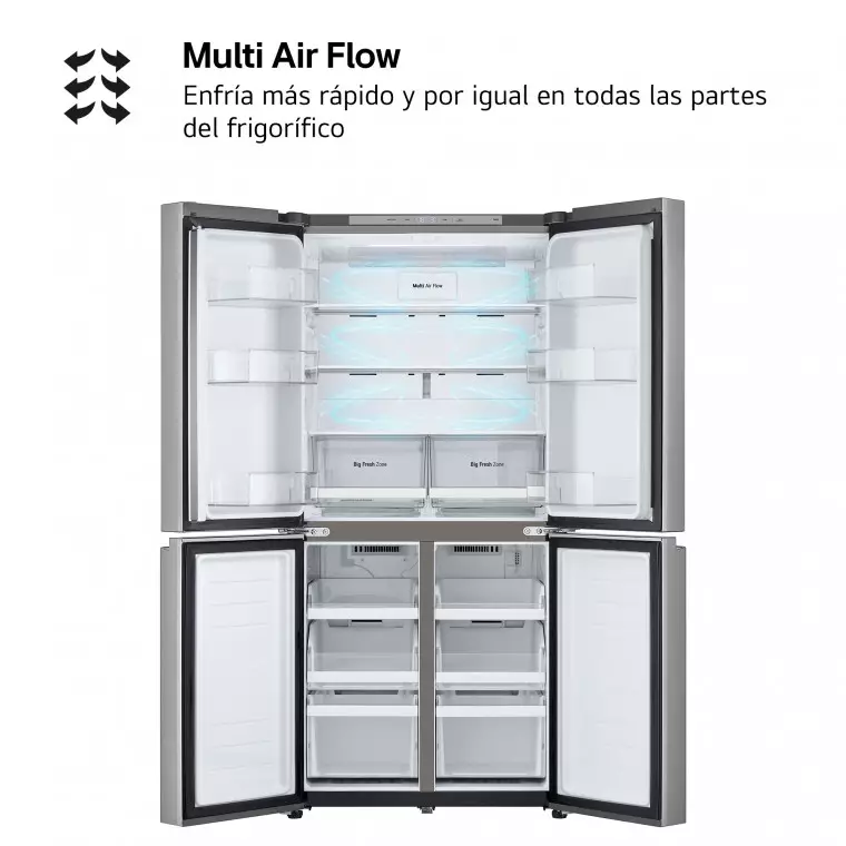 LG Frigorífico American Combi Ancho 83cm, Clasificación D, 530 L, Inox antihuellas, GMB860PYDD.APYQEUR