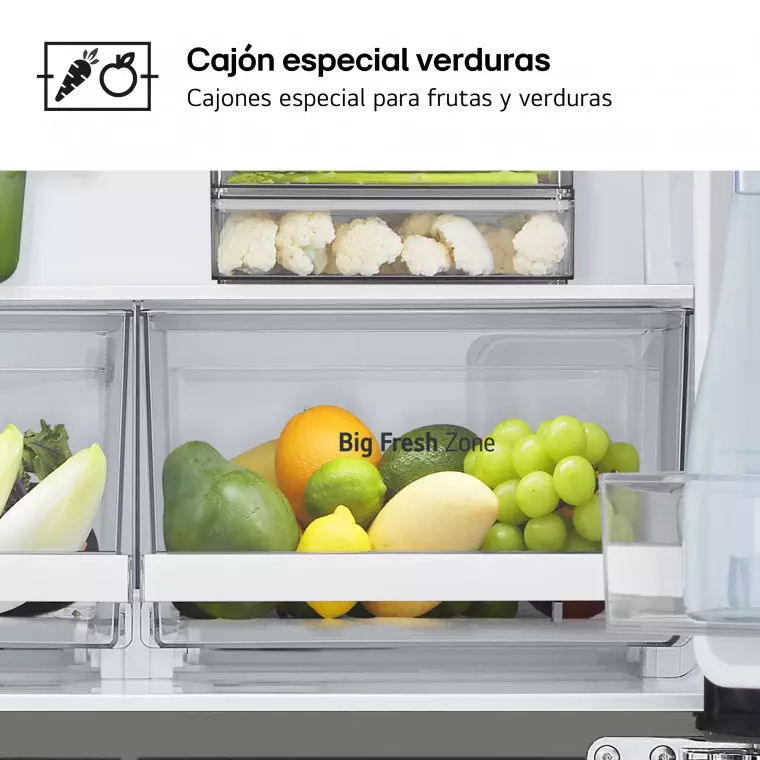 LG Frigorífico American Combi Ancho 83cm, Clasificación D, 530 L, Inox antihuellas, GMB860PYDD.APYQEUR