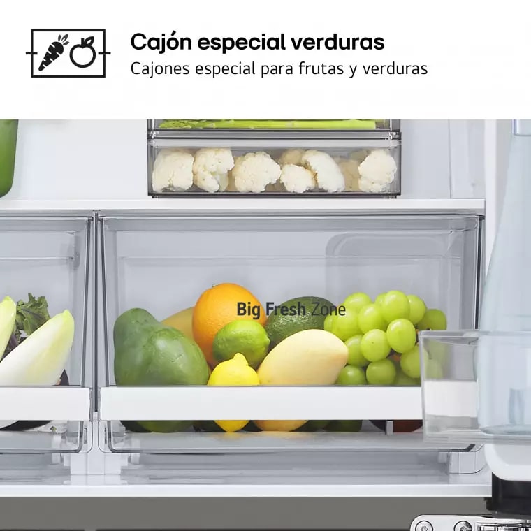 LG Frigorífico American Combi Ancho 83cm, Clasificación D, 530 L, Inox antihuellas, GMB860PYDD.APYQEUR