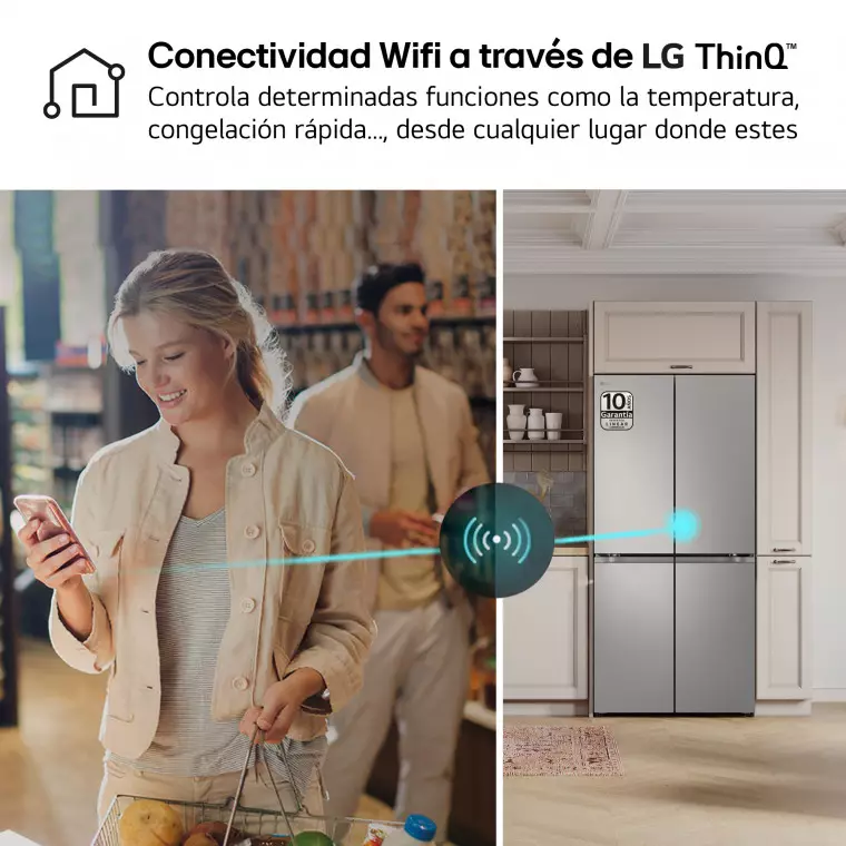 LG Frigorífico American Combi Ancho 83cm, Clasificación D, 530 L, Inox antihuellas, GMB860PYDD.APYQEUR