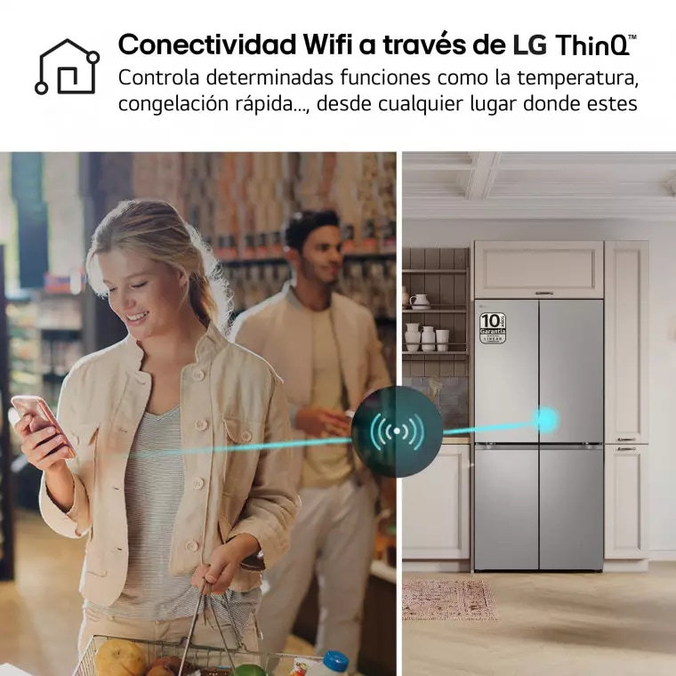 LG Frigorífico American Combi Ancho 83cm, Clasificación D, 530 L, Inox antihuellas, GMB860PYDD.APYQEUR