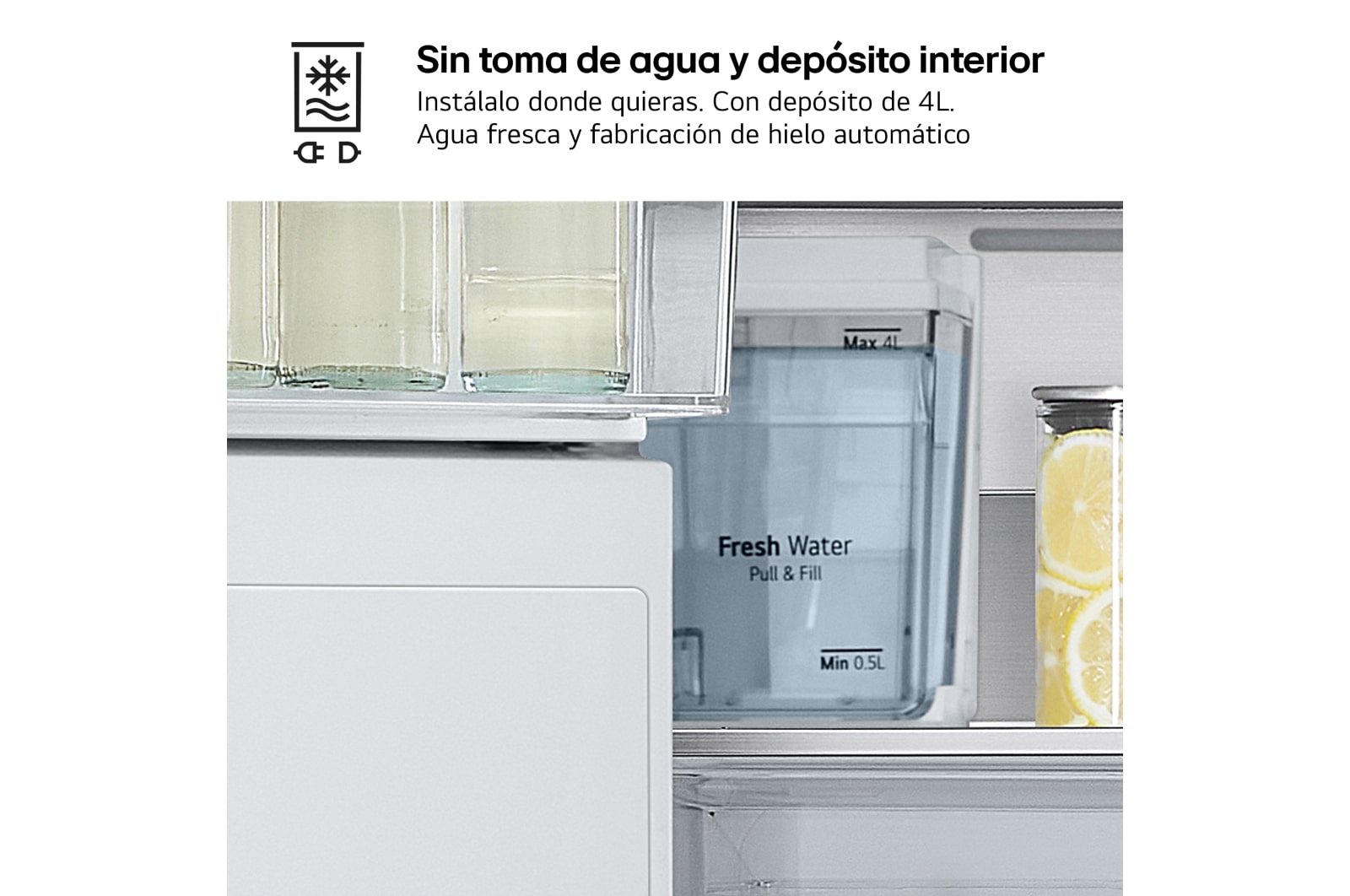 LG Outlet Frigorífico American Combi InstaView ™, Clasificación E, 508 L, Sin toma de agua, Acero texturizado antihuellas, GMG861MBAE.OUTLET