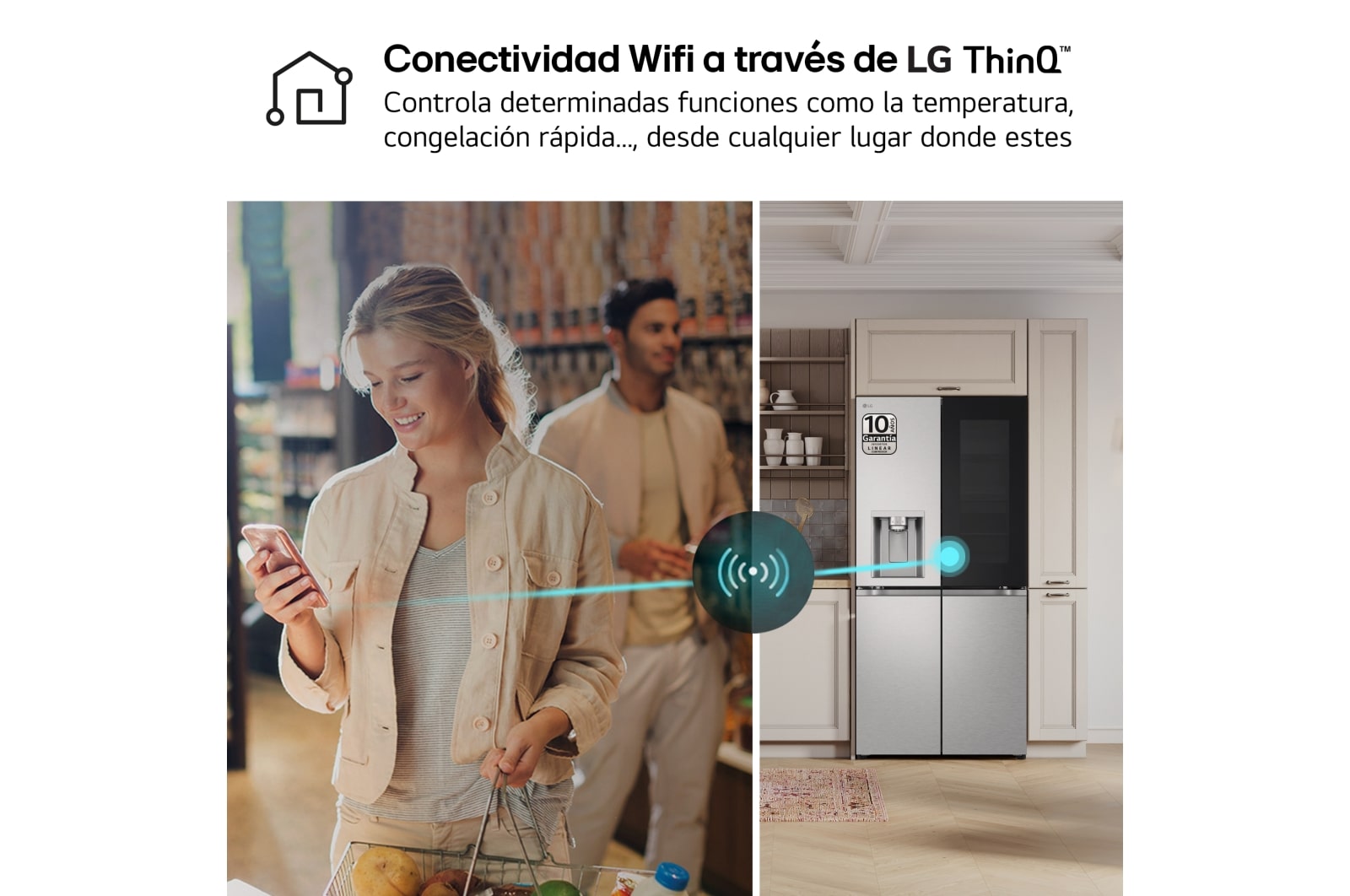 LG Outlet Frigorífico American Combi InstaView ™, Clasificación E, 508 L, Sin toma de agua, Acero texturizado antihuellas, GMG861MBAE.OUTLET