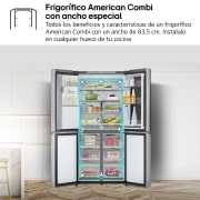 LG Outlet Frigorífico American Combi InstaView ™, Clasificación E, 508 L, Sin toma de agua, Acero texturizado antihuellas, GMG861MBAE.OUTLET