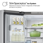 LG Outlet Frigorífico American Combi InstaView ™, Clasificación E, 508 L, Sin toma de agua, Acero texturizado antihuellas, GMG861MBAE.OUTLET
