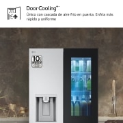 LG Outlet Frigorífico American Combi InstaView ™, Clasificación E, 508 L, Sin toma de agua, Acero texturizado antihuellas, GMG861MBAE.OUTLET