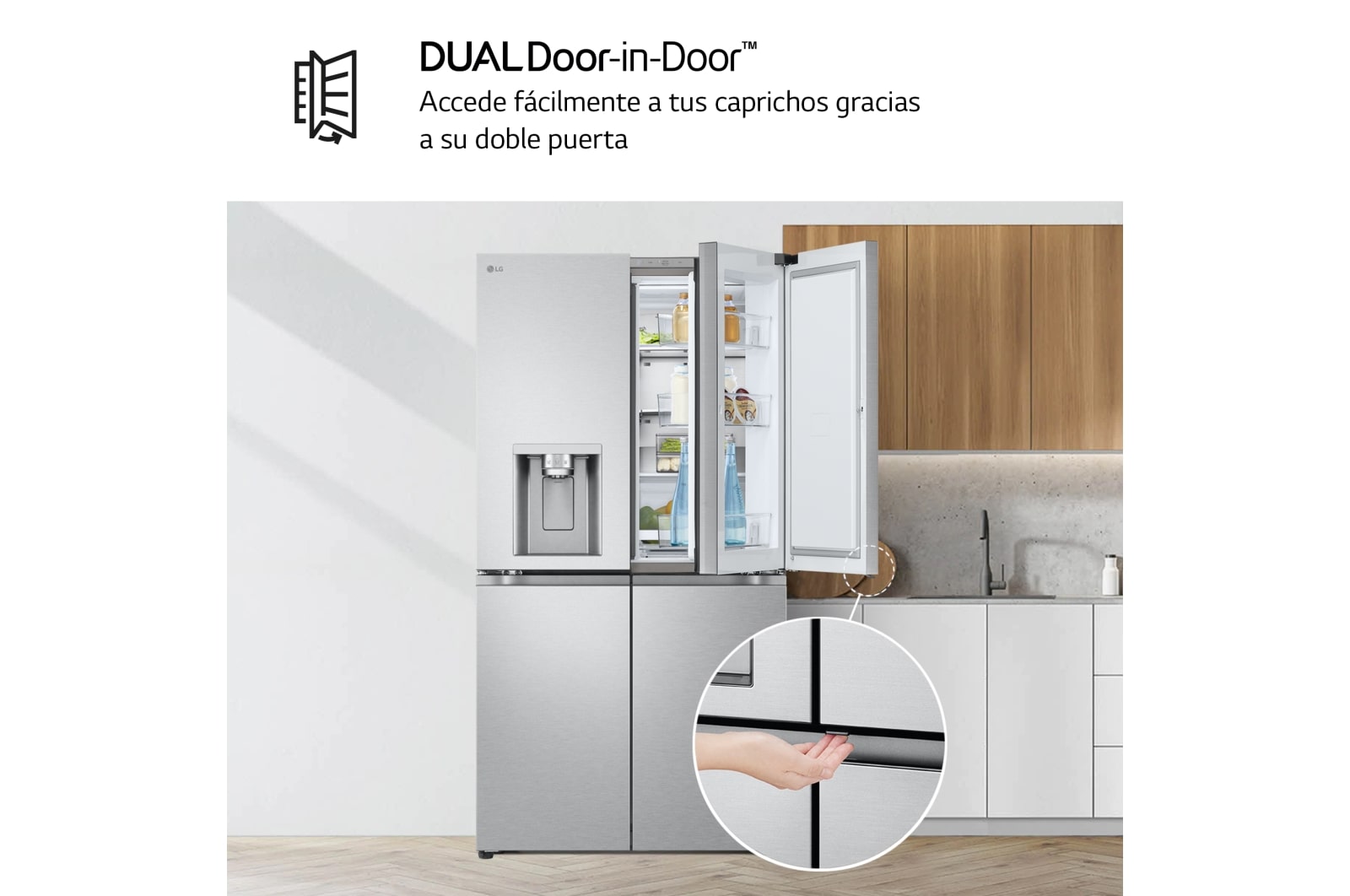 LG Outlet Frigorífico American Combi Door-in-Door™, Clasificación E, 634 L, Acero texturizado antihuellas, GMJ960MBJE.OUTLET