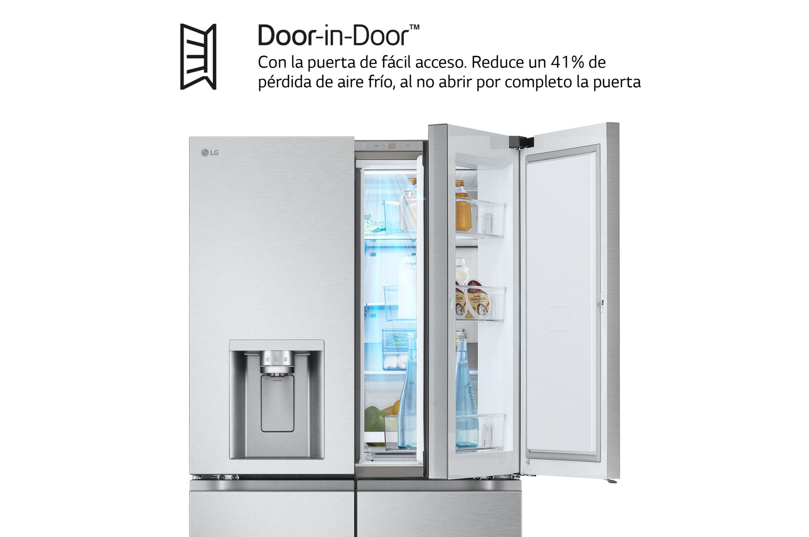 LG Outlet Frigorífico American Combi Door-in-Door™, Clasificación E, 634 L, Acero texturizado antihuellas, GMJ960MBJE.OUTLET
