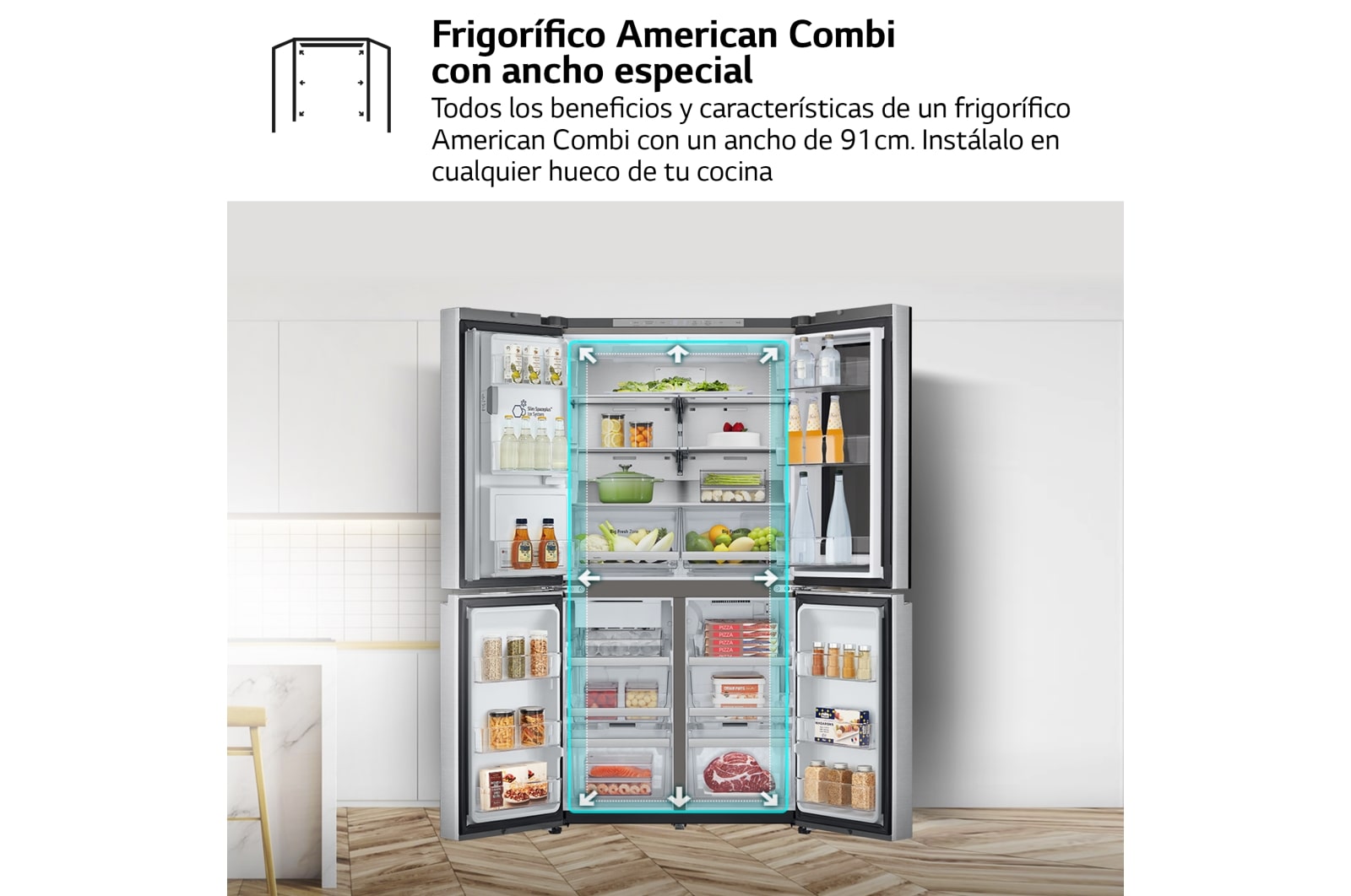 LG Outlet Frigorífico American Combi Door-in-Door™, Clasificación E, 634 L, Acero texturizado antihuellas, GMJ960MBJE.OUTLET