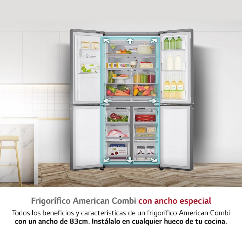 LG Frigorífico American Combi, Clasificación F, Ancho 83cm,  570l , GML844PZ6F