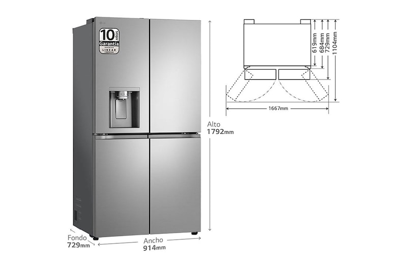 LG Outlet Frigorífico American Combi LG, 179cm, Inox Antihuellas, E, GML960PYBE.OUTLET